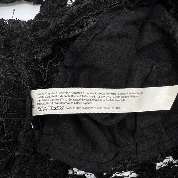 FREE PEOPLE ONE Celine Lace Bralette Womens Small Black Strappy Flocked Velvet - Picture 10 of 15